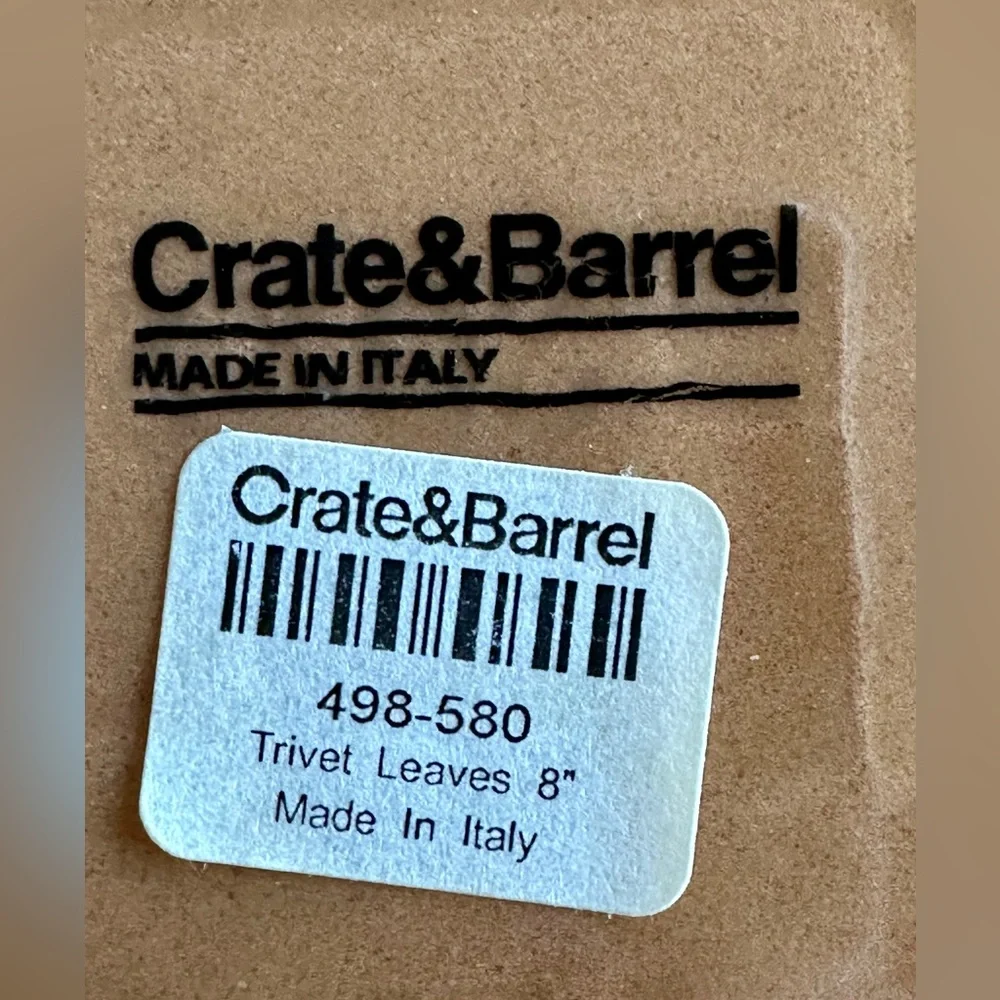 Crate & Barrel Tile Trivet Leaves Made in Italy Hand Painted 8”x 8” Tile Only